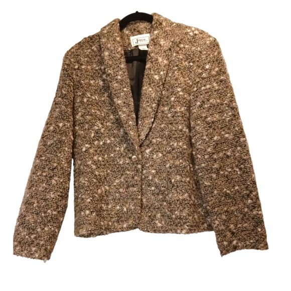 VINTAGE 70's 80's Chunky Weave Wool Blazer  L - Picture 1 of 6